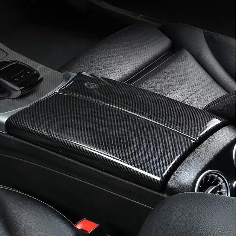 2 шт., центральный подлокотник автомобиля, отделка, крышка из АБС-пластика, углеродное волокно/класс черный для Mercedes-Benz CE GLC Class W213 W205 X253