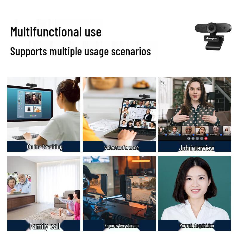 Lenovo Thinkplus WL22A USB HD Webcam with Microphone (CN version)