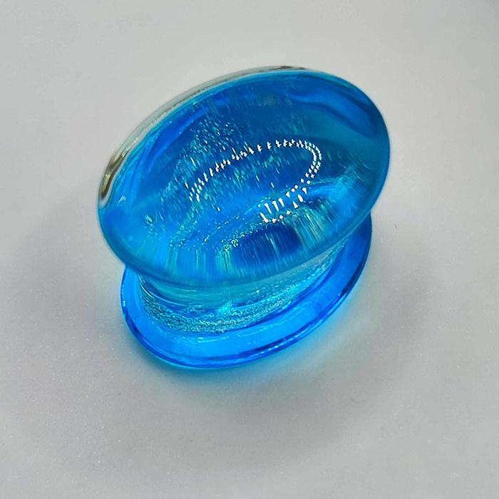 Oval Space Blue Glass Saddle Plug - Pt-097 19 Mm