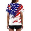 Women's T Shirt Independence Day Print Button Short Sleeve Daily Weekend Fashion Basic V- Neck Regular Top
