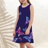 Girls' Dress Sleeveless 3D Purple Butterfly Print Summer Spring Daily Cute Casual Sweet Kids A Line Dress Tank Dress Sleeping Good Night Dress