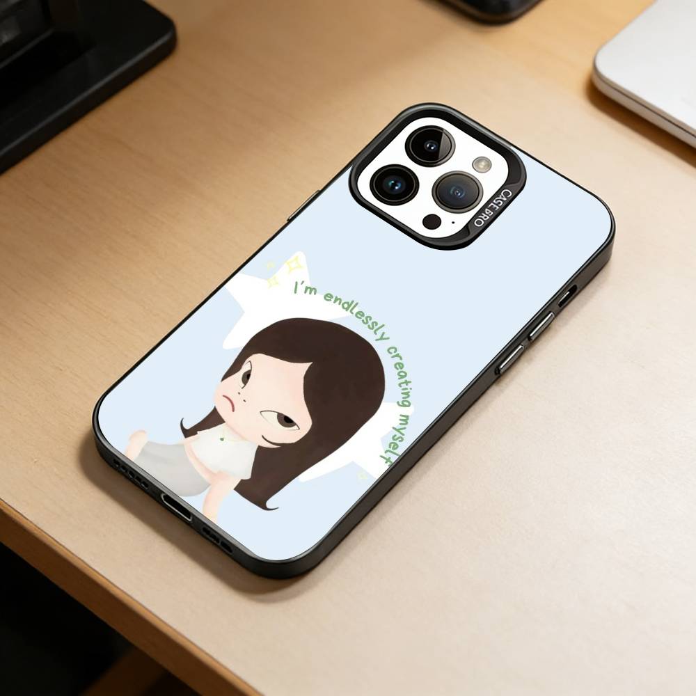 Арт-игрушка Y-Yoshitomo -N-Nara Чехол для телефона для iPhone 17,16,15,14,13,12,11 Plus,Pro Max,XS,Цветной посеребренный внутренний чехол