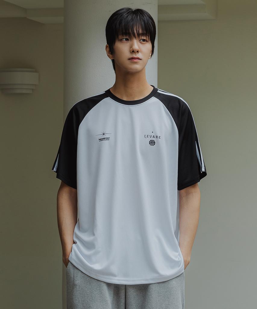 ALVINCLO [Mesh] Manifest Raglan Color Block Track Oversized Short Sleeve Tee Ast4804 (4 Colors)