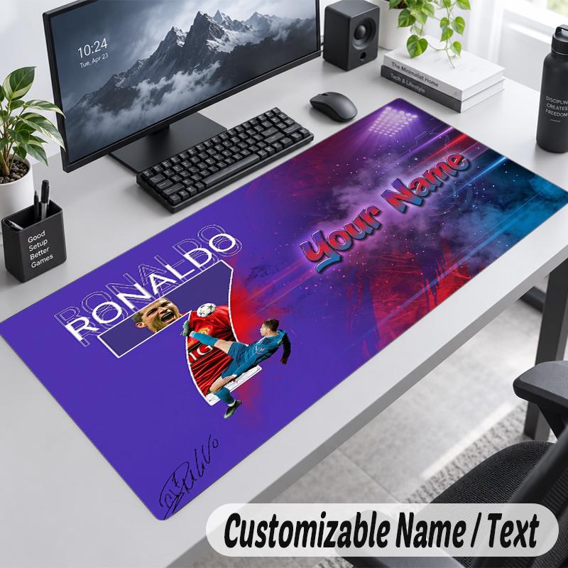 Custom Name Text Mouse Pad Cristiano Ronaldo Personalized Desk Pad For Work And Gaming