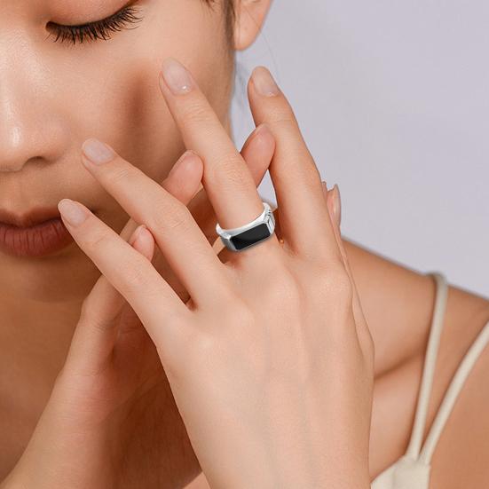 Кольцо Yousheng Retro, контрастный цвет, полированный сплав, шестигранная поверхность, простой стиль, разные размеры, антикоррозийное, легкое, ювелирное украшение на палец