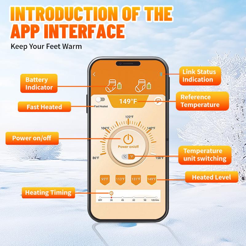 Men's and Women's Heated Socks with App Control, 5000mAh*2 Rechargeable Electric Heated Socks Washable for Hunting Skiing