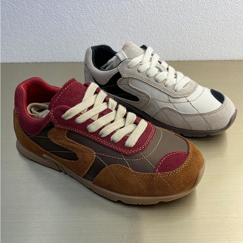 Women's Dexun Shoes Flat Sneakers Shoes Women Real Leather Color Matching Large Size Female Shoes