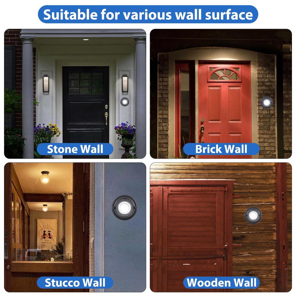 Black Lighted Doorbell Push Button White Light Home Wall Mounted Buttons Garage Front Doors