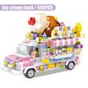 City Friends Ice Cream Truck Street View Dining Car Mini Building Blocks Food Snacks Shop Model Bricks Toys For Children Girls
