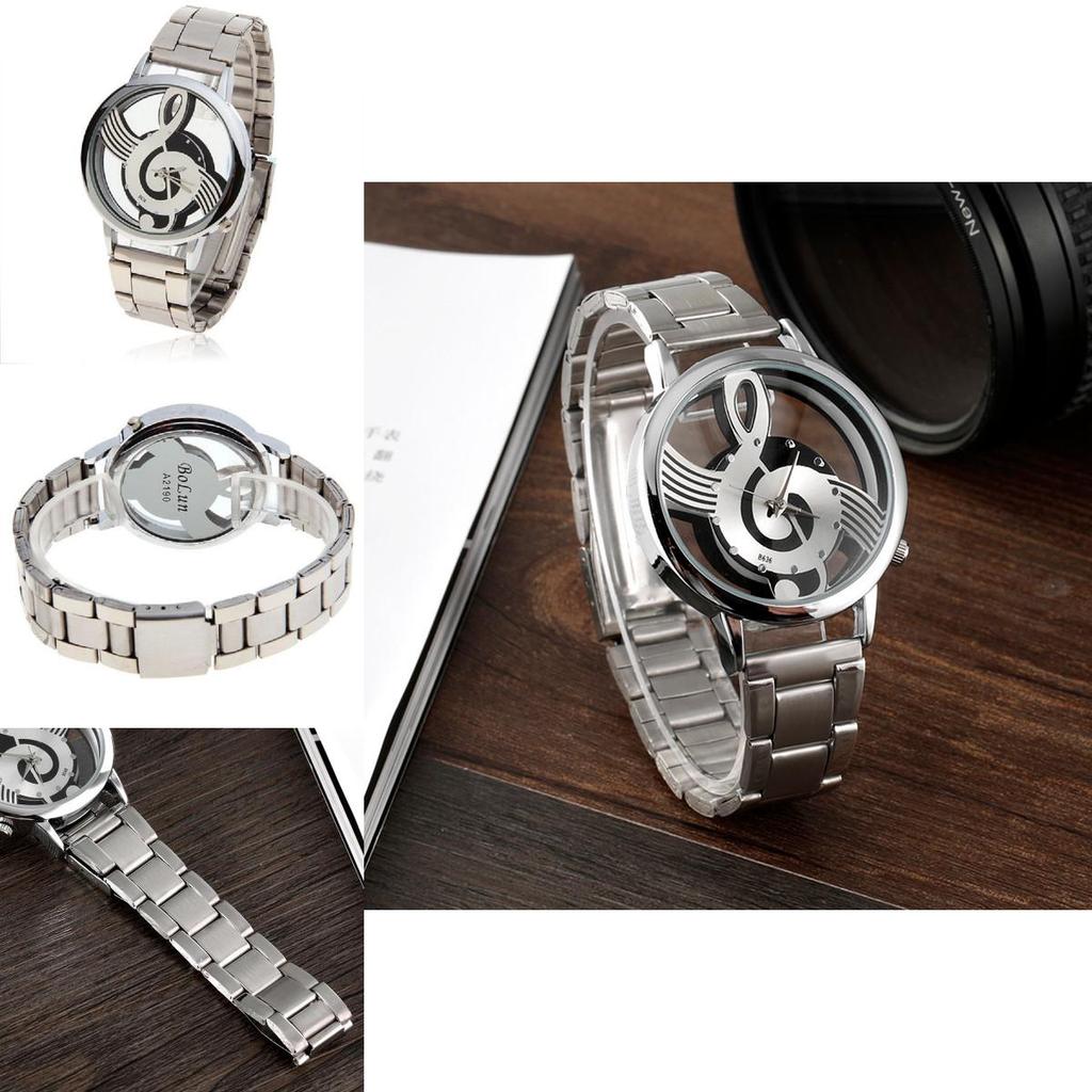 Stunning Stainless Analog Watch With Music Themed Symbol