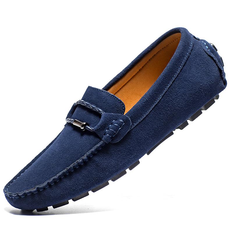 Loafers Men Fashion Suede Shoes Genuine Leather Slip-on Shoes Moccasins Soft Sole Driving Shoes Men Breathable Plus Size 38-49