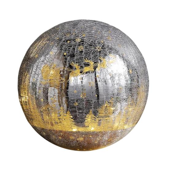 Yousheng Светящийся Треснувший Рождественский Шар Светящаяся Треснувшая Сфера со Сценой Рождества Скрытый Светящийся Рождественский Стеклянный Шар для Дерева Домашнего Украшения для Вечеринки