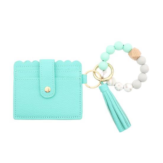 Женский кошелек, держатель для карт, бусины, кисточка, декор, искусственная кожа, фирменная строчка, мраморный брелок с леопардовым принтом, кисточка, карман для карт, кошелек