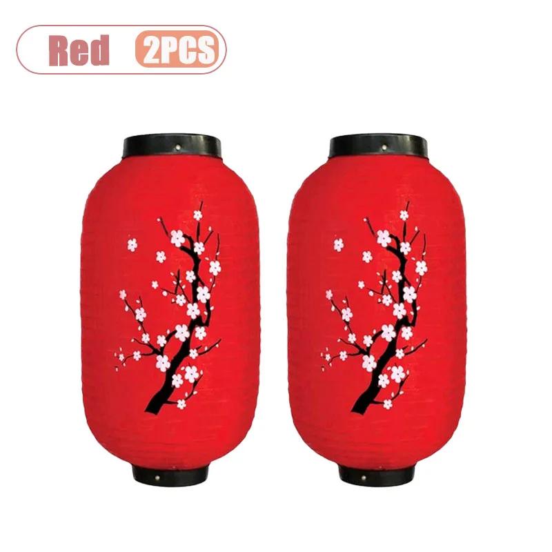 2-10PCS Waterproof Silk Cloth Winter Melon Lantern Foldable Japanese Korean Style with Plum Blossom for Outdoor Party Decoration