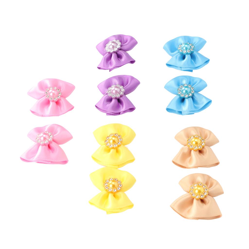 20pcs Pet Hair Bows Cute Mixed Colors Small Dog Topknots with Rubber Band for Puppy Cats Rabbits