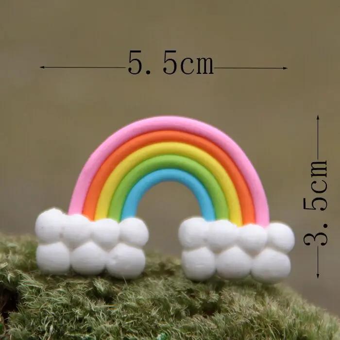 Rainbow Cake Decorating Star Cloud Mini Colorful Fairy Garden Terrarium Figurine Decor Set Cake Toper Birthday Decoration