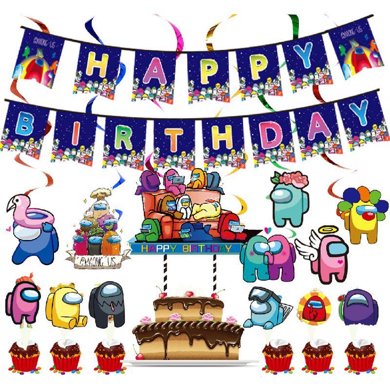 Suit Party Set Decoration Supplies Banner Cupcake Topper Space Alien