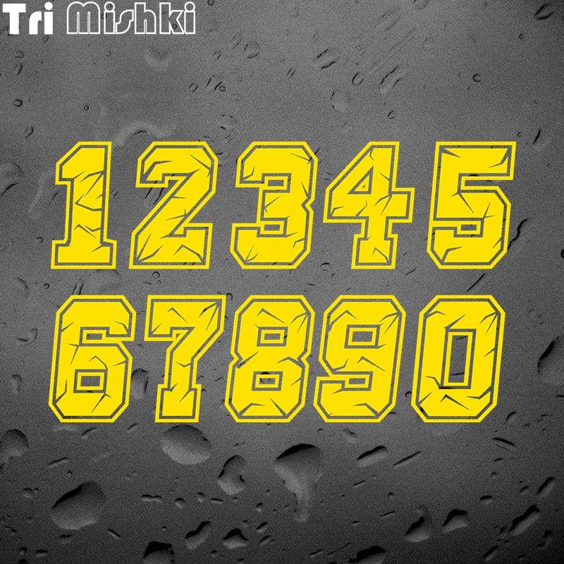 Tri Mishki HZX1185# Artistic Font Race Number Decals Car Sticker Funny Vinyl Decals Motorcycle Accessories Stickers