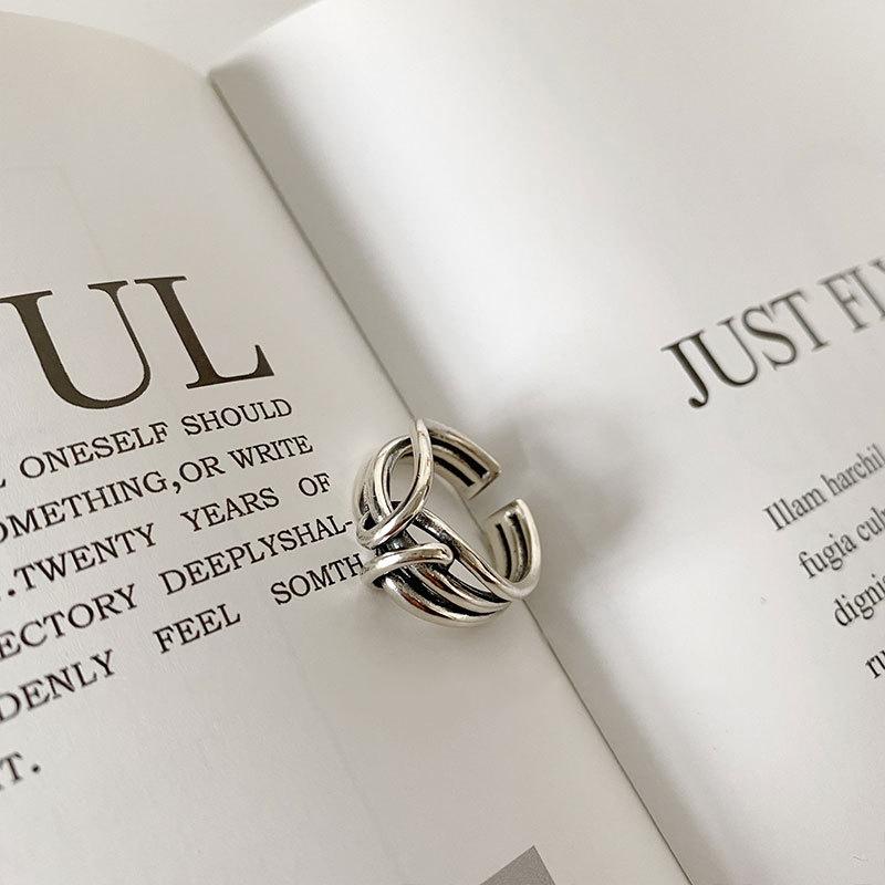Fashion Width Surface Knot Winding Thai Silver Color Ring Open Finger Ring For Women Jewelry Gifts ARI
