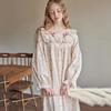 Autumn Night Dress Women Lace Floral Nightgowns Long Sleeve Sleepshirt Spring Elegant Vintage Sweet Home Dressing Gowns Outwear
