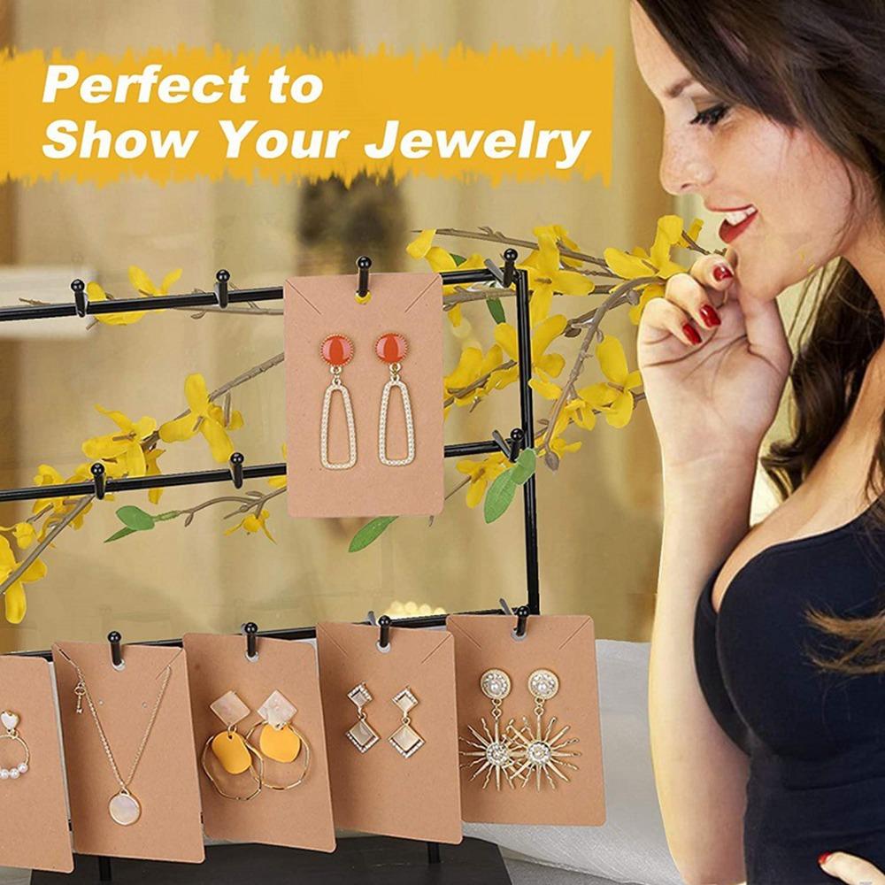 100pcs Transparent Bag Earring Display Cards Kraft Paper Necklace Display Card Wrapping