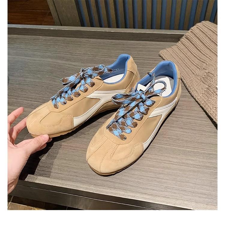 Виноградная мать в том же стиле, модный ретро контрастный цвет, круглый квадратный носок, повседневный стиль, натуральная кожа, кеды Agande для тренировок