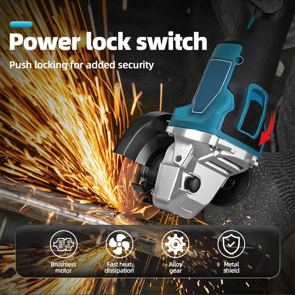 21 В 125 мм бесщеточная электрическая угловая шлифовальная машина для деревообработки, резки, полировки, беспроводной инструмент высокой мощности для аккумулятора Makita 18 В