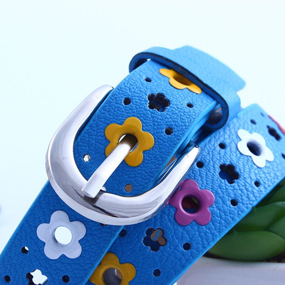 Flower Eyelet Decoration Colorful Fashionable Waistband Kids Belt Faux Leather Belt Waist Belt