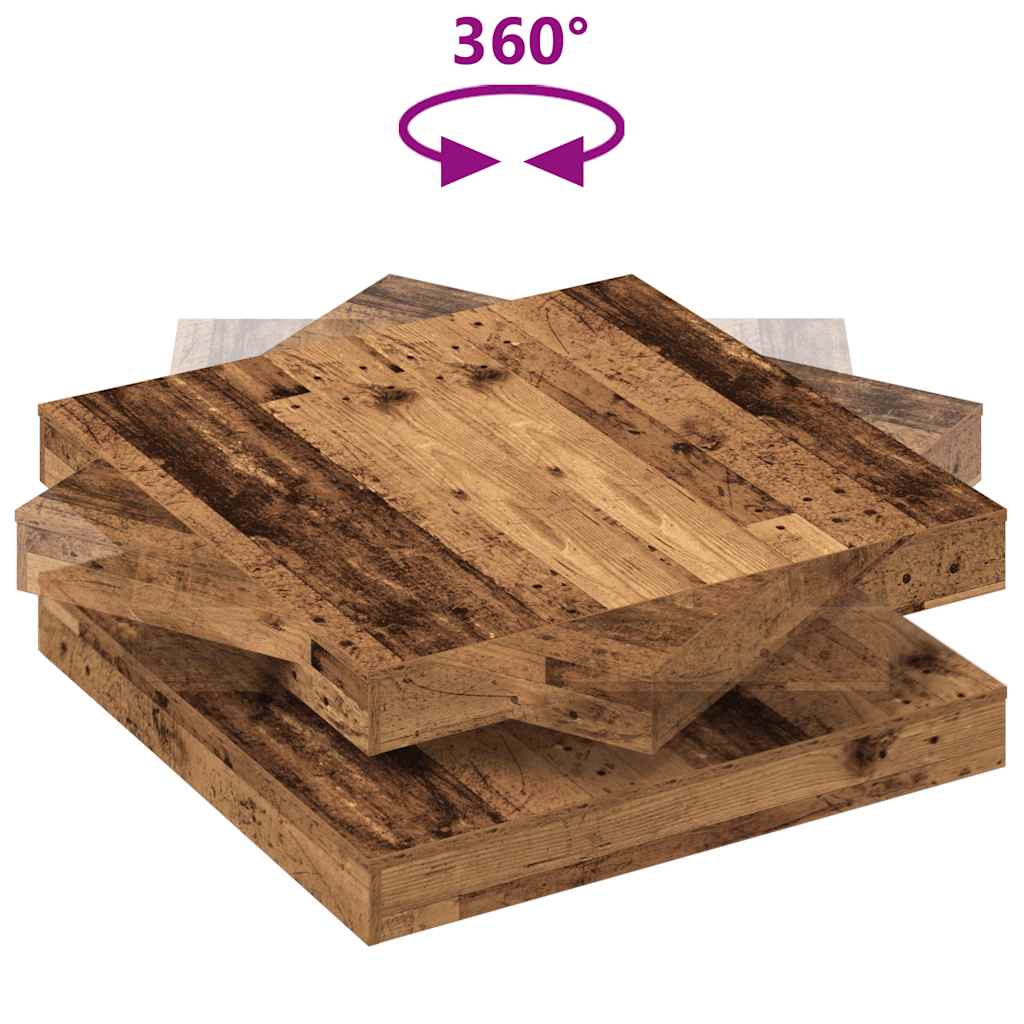 Vidaxl Stolik Kawowy Obrotowy 360 Stopni Stare Drewno 90X90X34,5 Cm