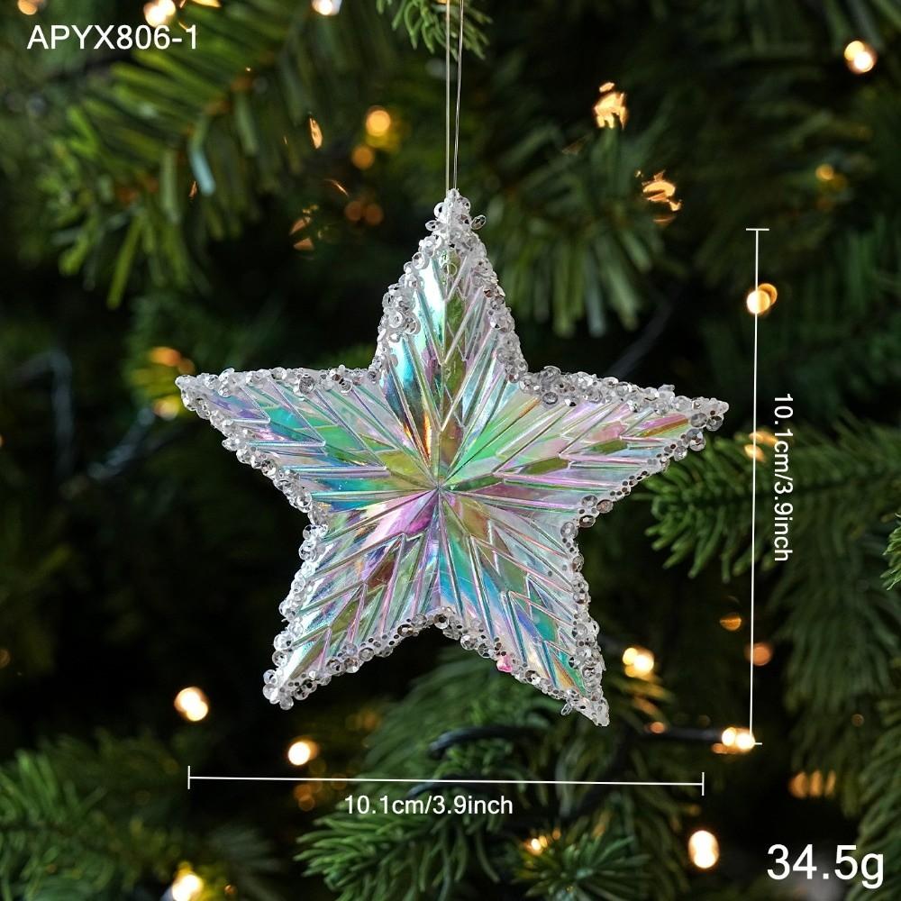 Iridescent Finish Star Ornament Bead Edge Holiday Tree Charm Christmas Tree Decor