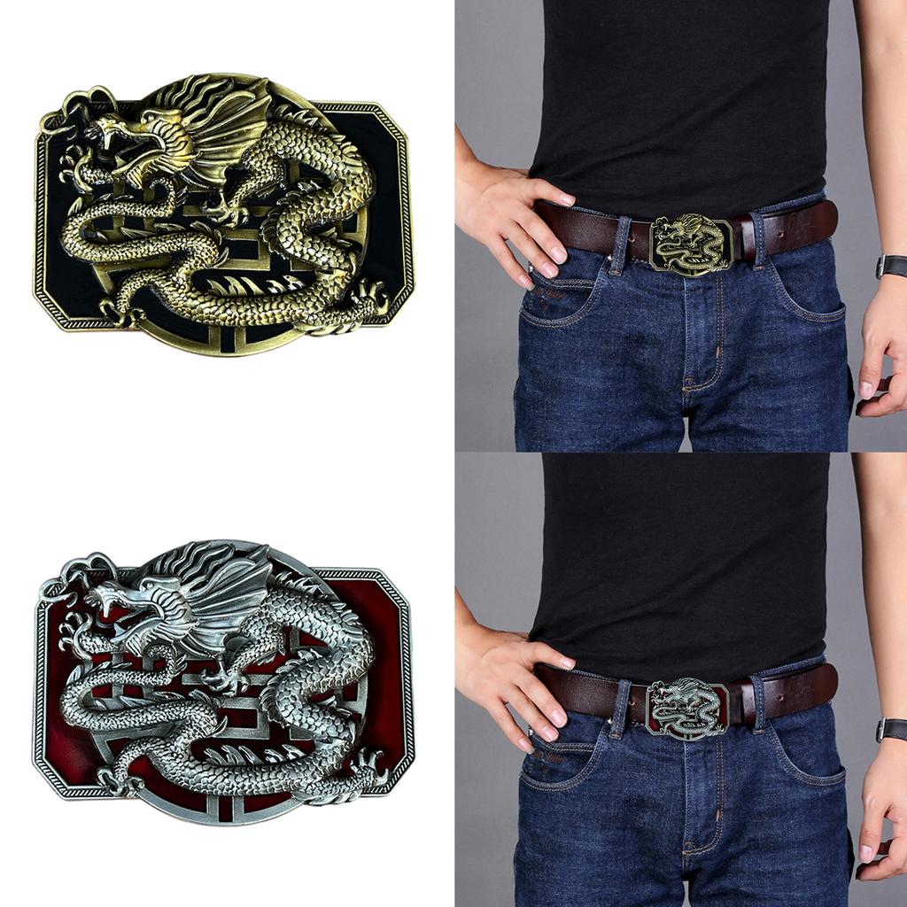 Chinese Style Belt Buckle with Relief Dragon Pattern Adult Belt Buckle Replacement DIY Craft Belt Buckle Replacements