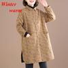 Middle Length Women Winter Long Coat Women's Cotton-padded Jacket with Flower Coat