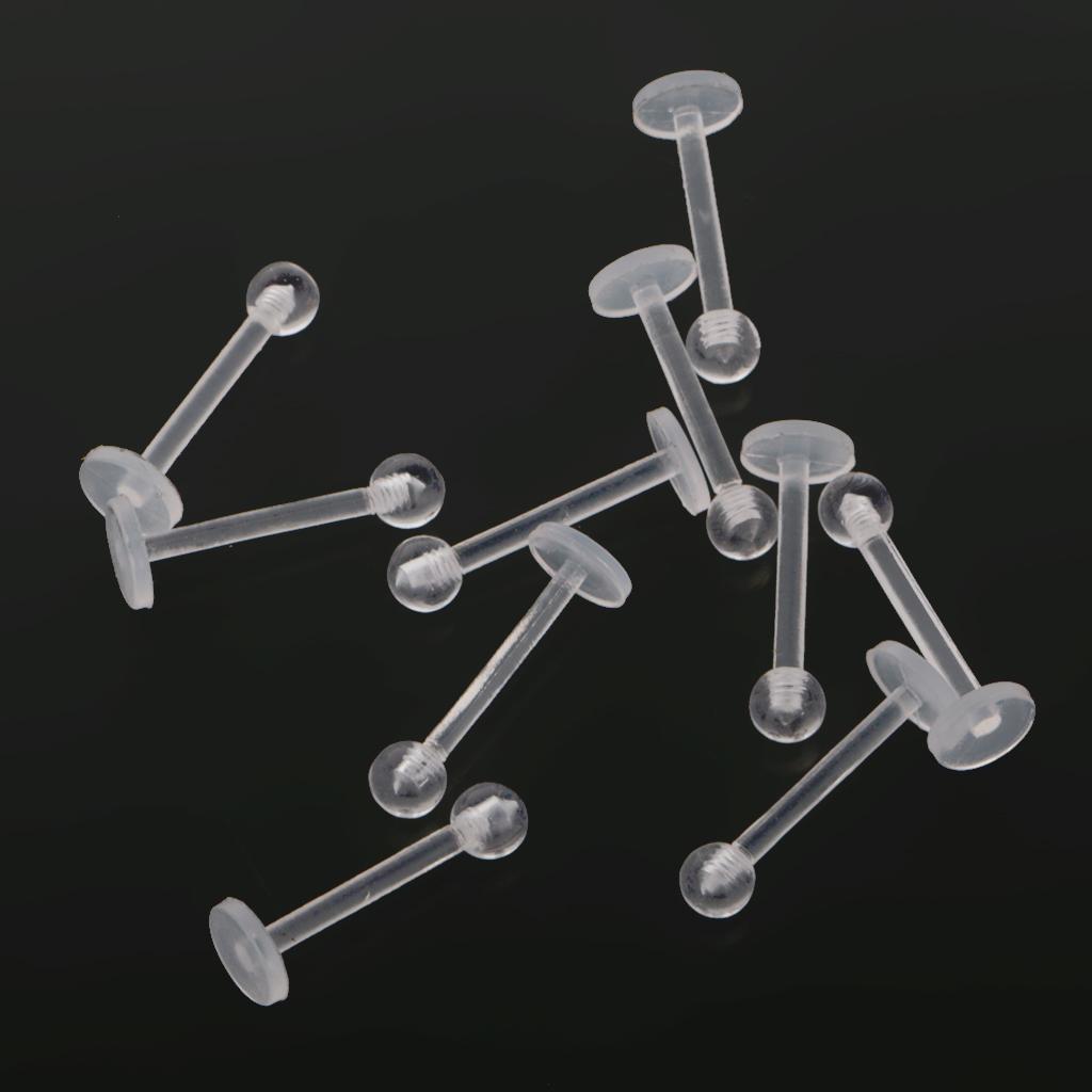 10pcs Clear Acrylic Tongue Rings Barbells
