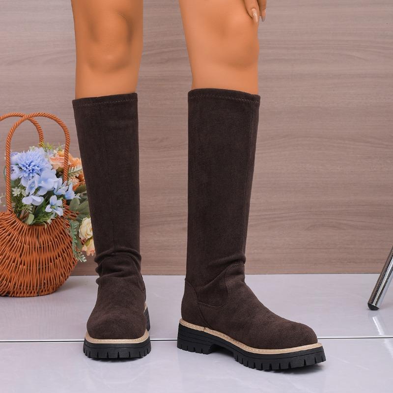 Новые женские ботинки на высокой платформе с толстой подошвой, больших размеров и эластичные ботинки