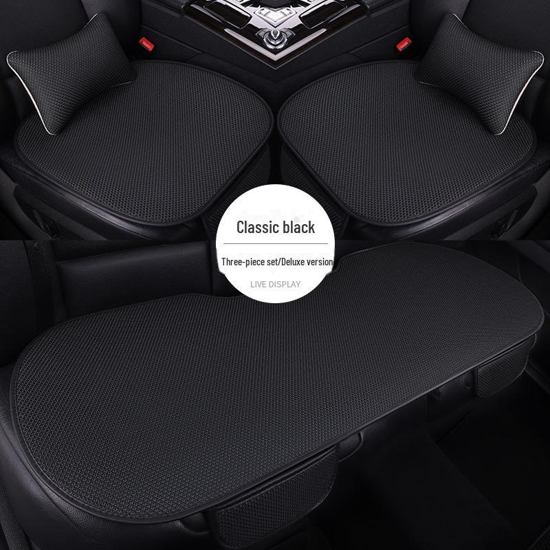 Комплект подушек для автомобильного сиденья из дышащего ледяного шелка для любого сезона, цельная конструкция с функциями вентиляции и комфорта.