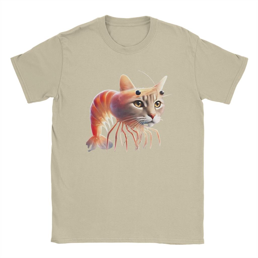 Unisex's T-Shirts Trippi Troppi Cat Shrimp Creative 100% Cotton Tee Shirt Short Sleeve Italian Brainrot T Shirt O Neck Tops