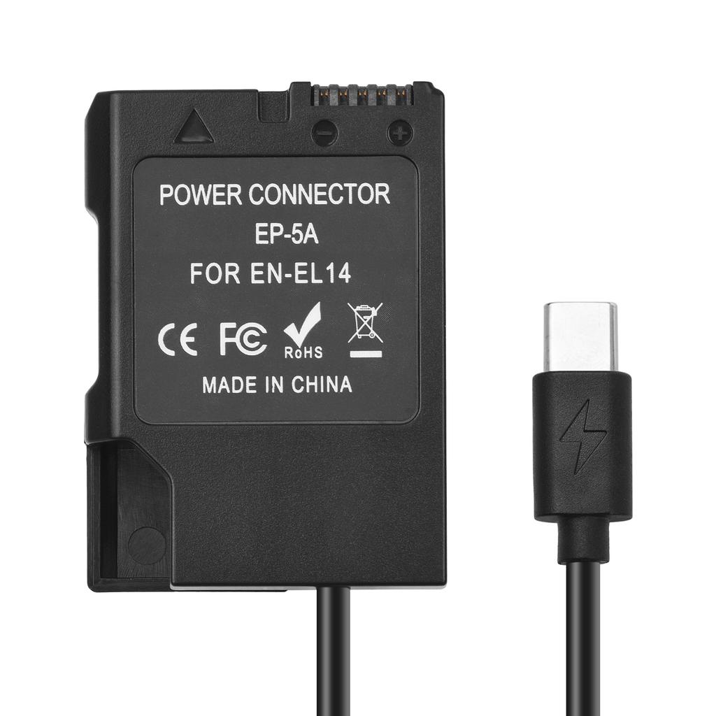 Andoer EN-EL14 Адаптер-заглушка для аккумулятора USB-C Переходник-заглушка для аккумулятора с пружиной USB Type-C