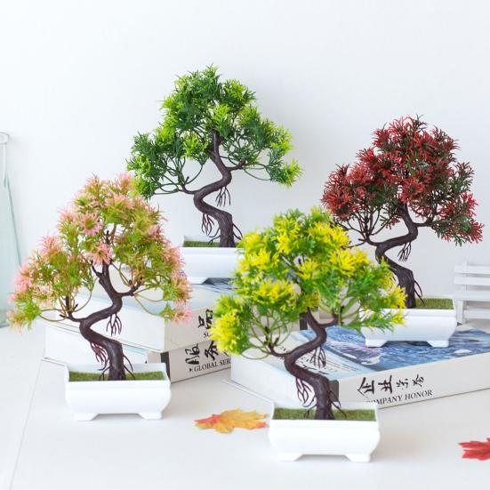 Искусственный бонсай?Атмосферостойкий?Реалистично?Пластик?Комнатное растение с имитацией простого ухода?для дома?