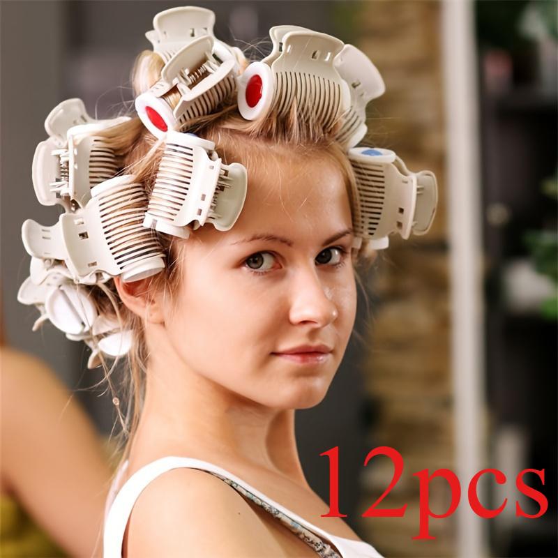 Набор из 12 профессиональных бигуди салонного качества - Прочные пластиковые ручные бигуди с эргономичным дизайном и надежными зажимами для нормальной текстуры волос, для дома