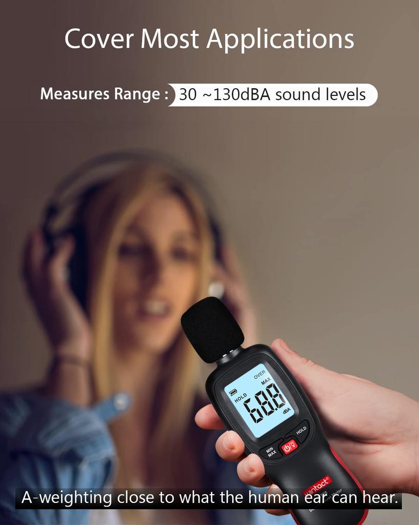 Simple Digital Sound Level Meter for Home Handheld Sound Level Meter with Maximum Value Hold Measuring Range Large LCD Screen with Auto Power Off Use,