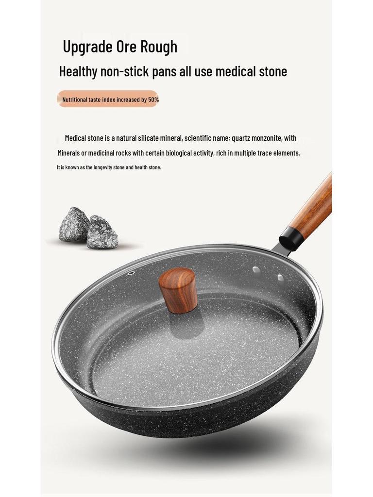 Maifan Stone Non-Stick Frying Pan, Multifunctional Flat-Bottom Pan for Gas or Induction Cooktops