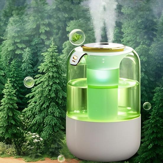 Увлажнитель воздуха с цветной подсветкой, светодиодный дисплей влажности, две насадки, USB, увлажнитель с холодным паром, тихий домашний офис, спальня, диффузор эфирных масел