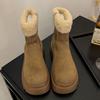 Мех Женские Зимние Ботинки На Плоской Подошве Платформа Замшевая Обувь для Женщин Модные Спортивные Ботильоны Новые Плюшевые Хлопковые Ботинки Mujer Botas