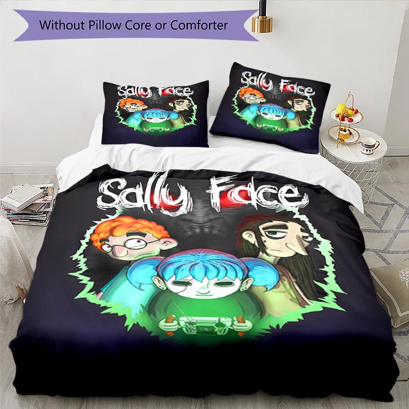 3pcs Sally Face1 pattern bedding set duvet cover set includes duvet cover &pillowcases, perfect all season bedroom decoration & gift