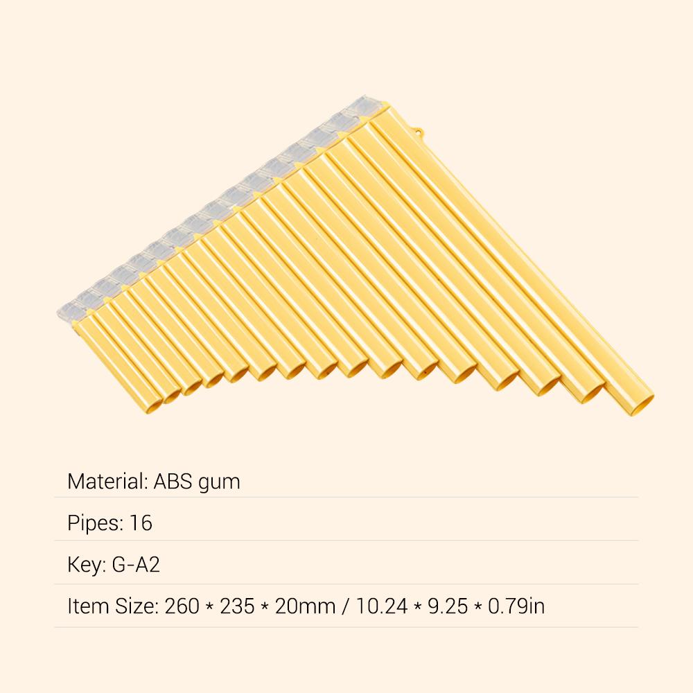 16-Pipe Pan Flute G-A2 Key Pan Pipes ABS Panpipes Chinese Traditional Woodwind Instrument with