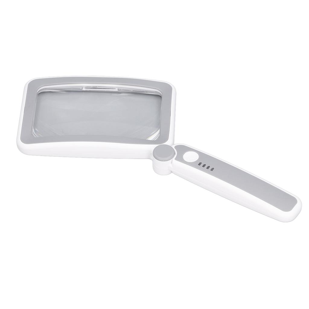 Handheld Magnifying Glass 4x Magenification 10 LED Lights 3 Levels Adjustable Rechargeable Rectangle Reading Magnifier