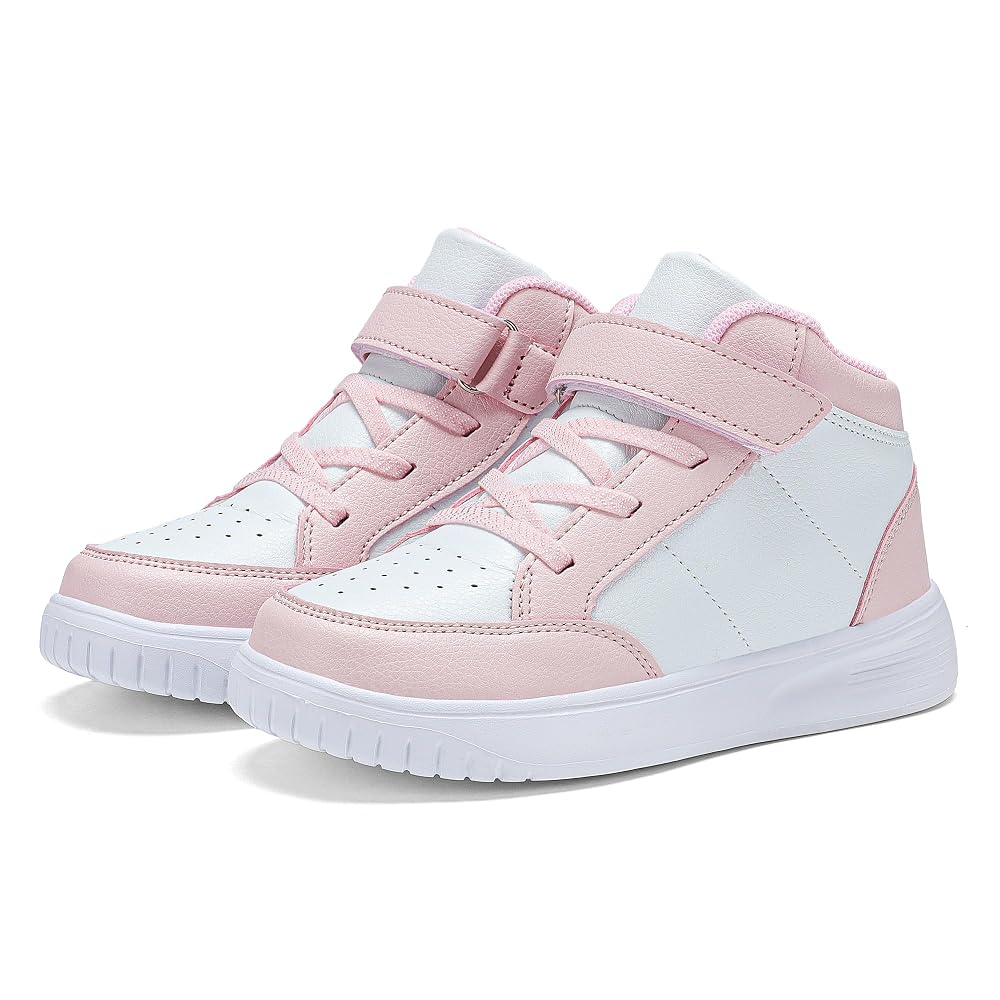 Badurdu Girls' High-Top Sneakers, Lightweight, Easy to Put On and Take Off with Velcro Closure,