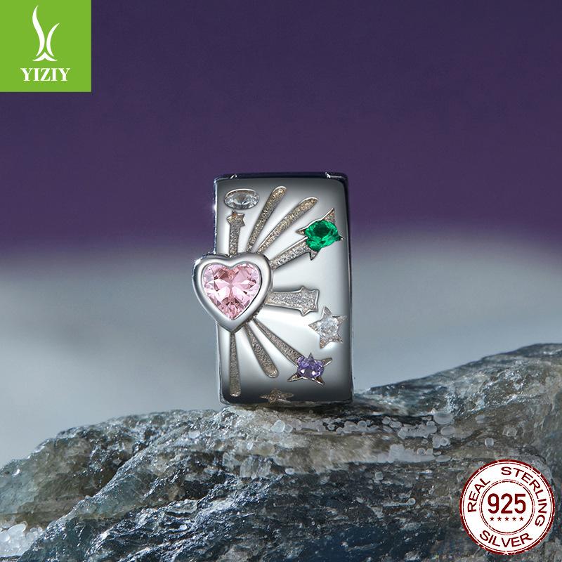 S925 Sterling Silver Bright Fireworks Silicone Buckle Positioning Buckle Diy Jewelry Bracelet Accessories Beads Cross-Border