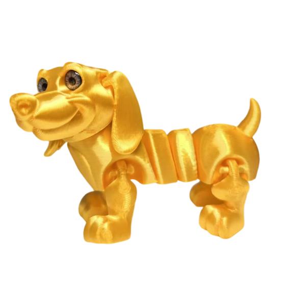 3D-печатные игрушки Собака Украшение Полносуставная Гибкая Фигурка Формы Таксы Игрушка для Снятия Стресса Металлическая Текстура Настольное Украшение