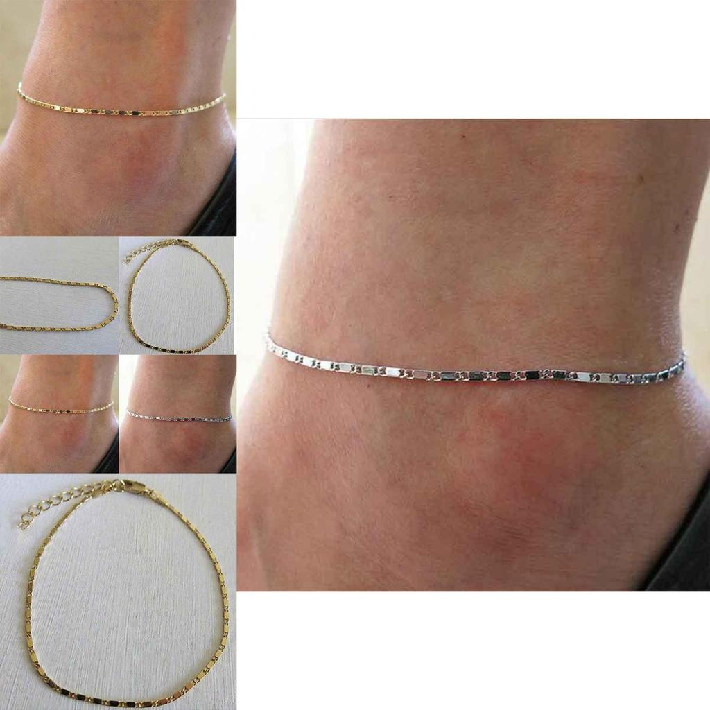 Versatile Women Simple Gold Plated Chain Anklet Ideal For Beach And Casual Wear